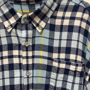 Blue, White, Yellow Plaid Men's Flannel Shirt XXL